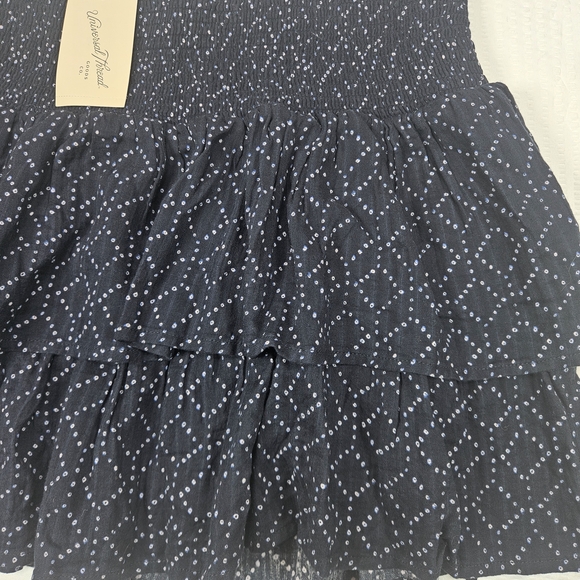 Universal Thread Smocked Waist Tiered Mini Skirt Navy Blue Boho Cotton Size M - Picture 4 of 9